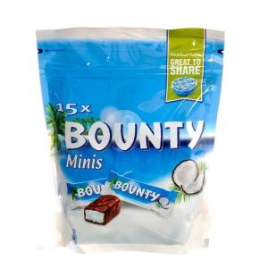Bounty Minis 500g coconut chocolate bite size snack candies in packet
