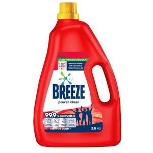 Breeze liquid detergent power clean 3.6kg laundry washing liquid bottle