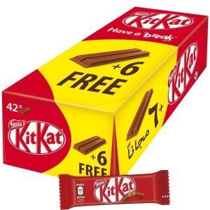 KitKat 2 Finger Milk Chocolate 20.5g wafer bar pack of 24 crunchy chocolate snack