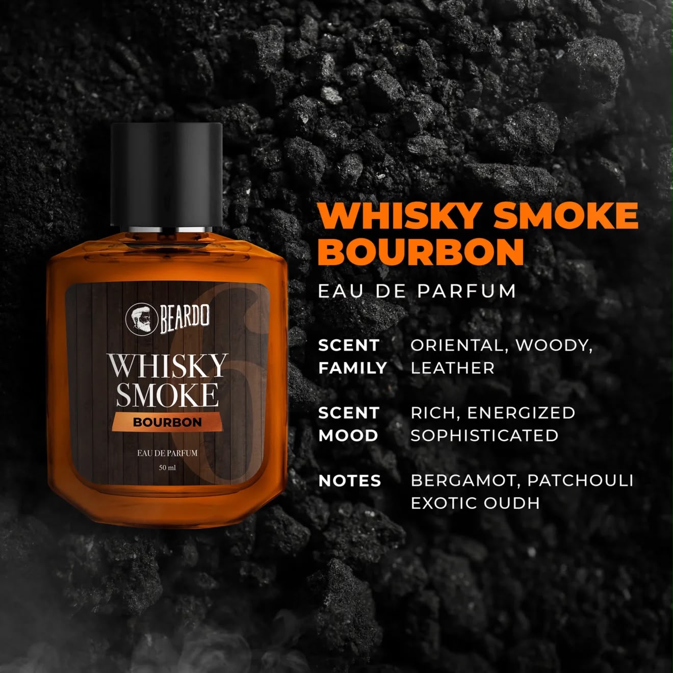 Beardo Whisky Smoke Bourbon Perfume for Men – 50ml (EDP) - Image 2