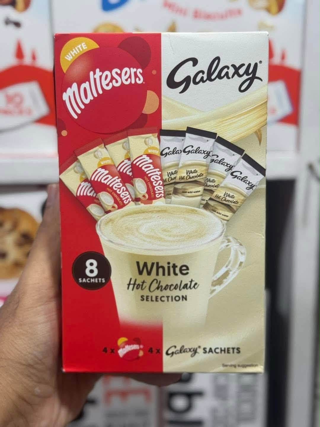 Maltesers & Galaxy White Hot Chocolate Selection, 8 Sachets X 25g- 200g