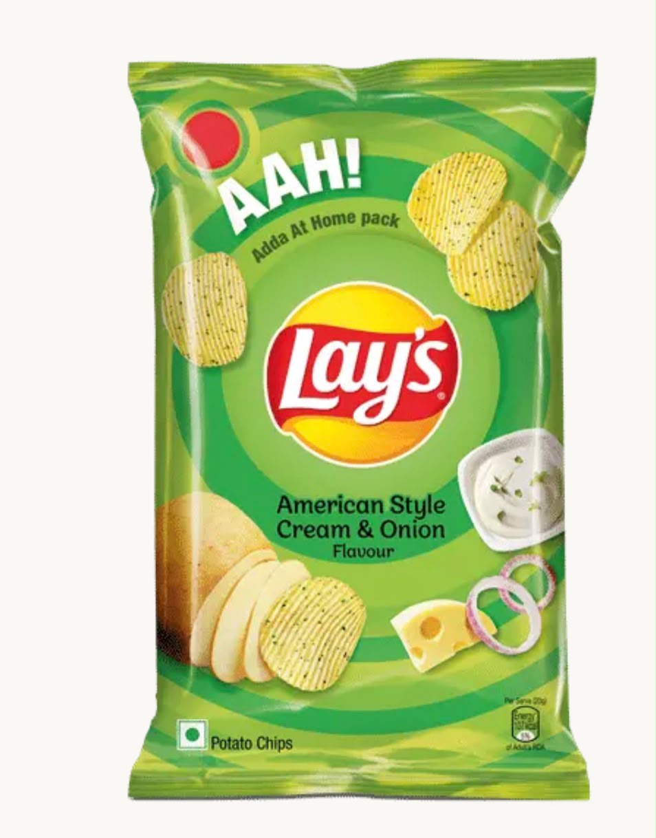 Lays American Style Cream & Onion Flavour Chips 90gm